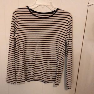 Cotton grey and black striped long sleeved tee